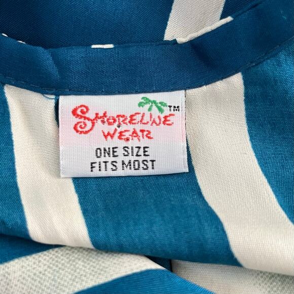 Shoreline Wear Blue Multi Abstract Animal Stripe Cinched Kaftan Midi Dress OS - Picture 5 of 16